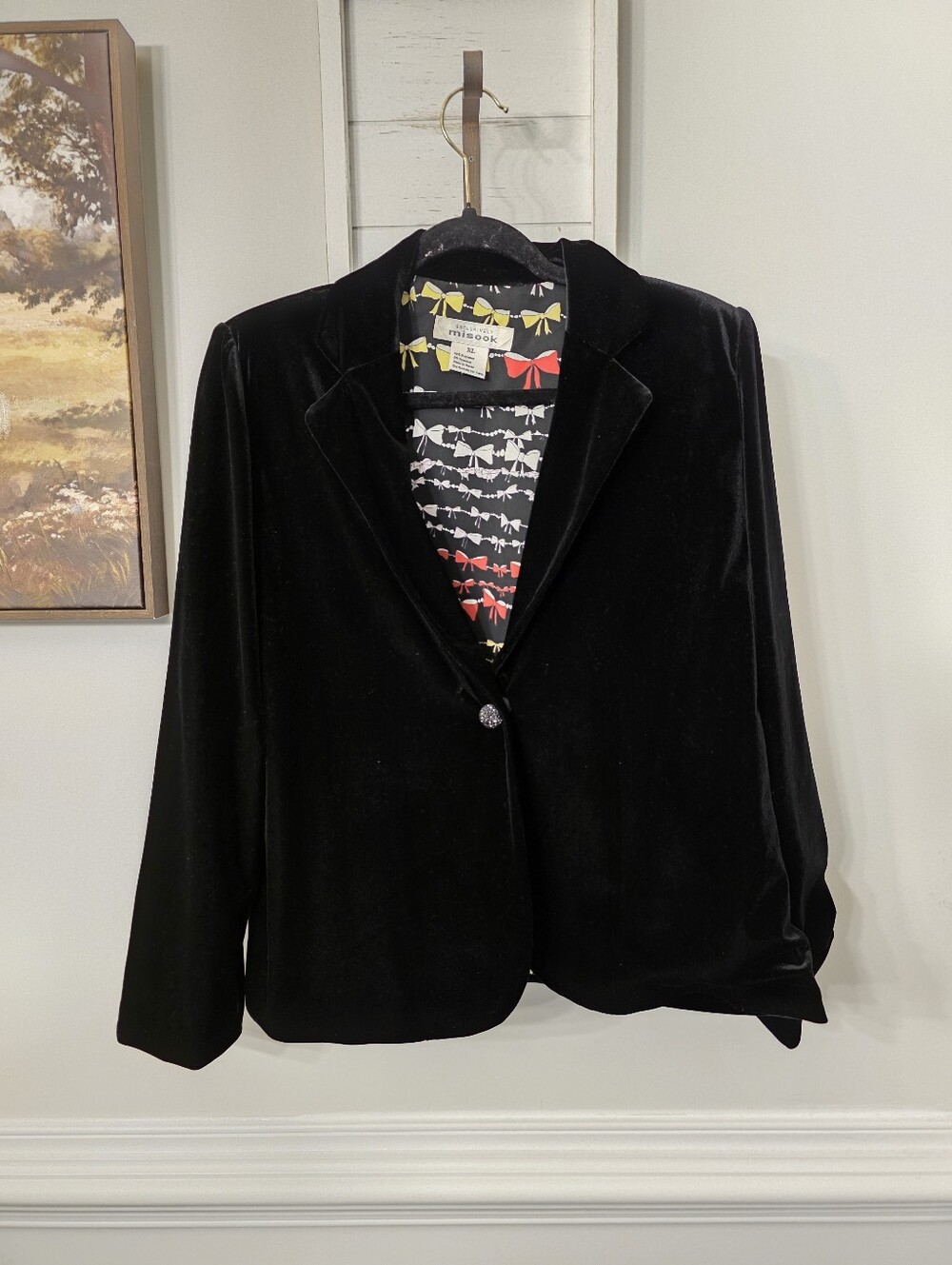 Misook Black Velvet Blazer Size XL